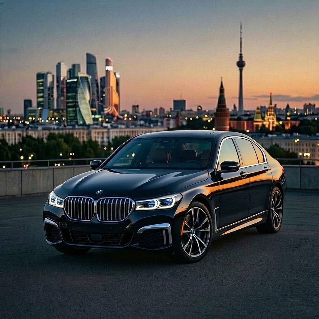 BMW 7 Series — экстерьер ночью в Москве