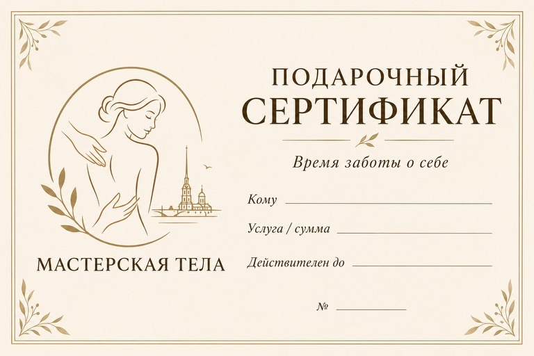 Подарочный сертификат в бежевой обложке