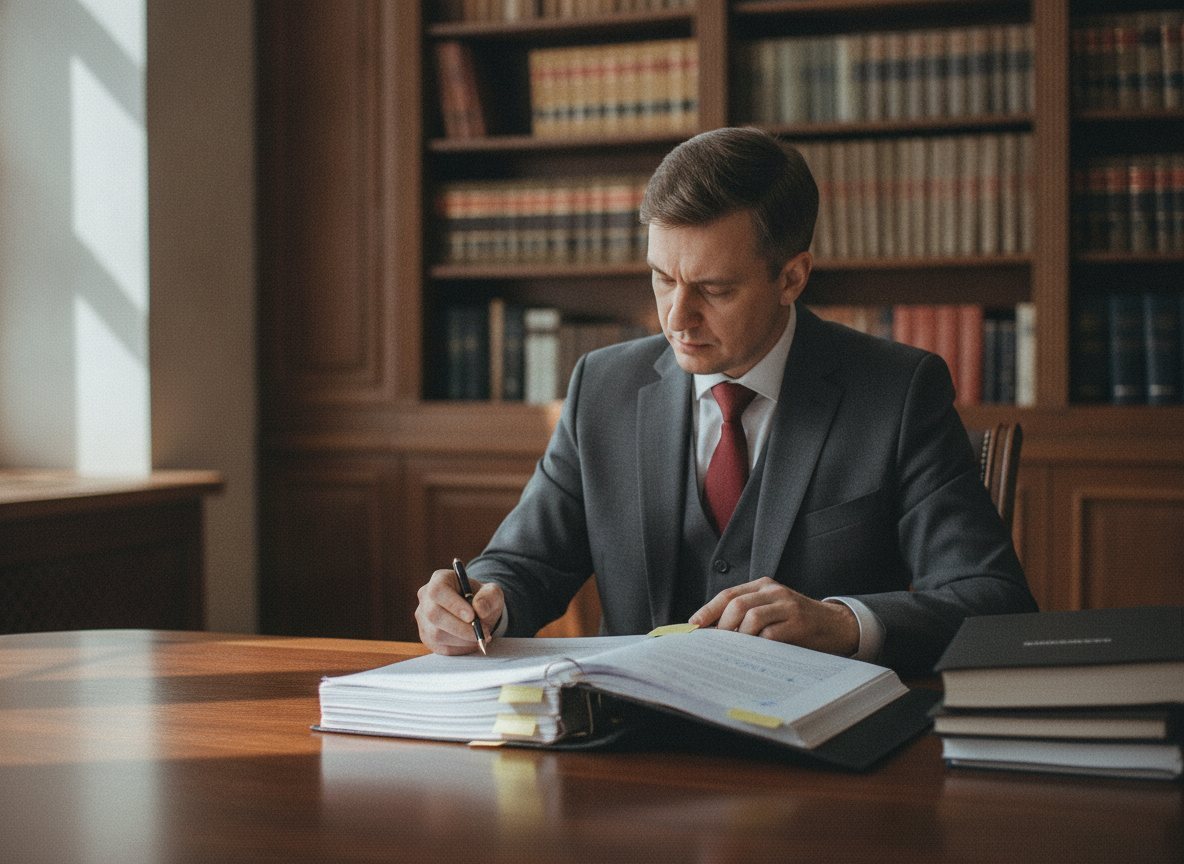 Юрист работает с документами