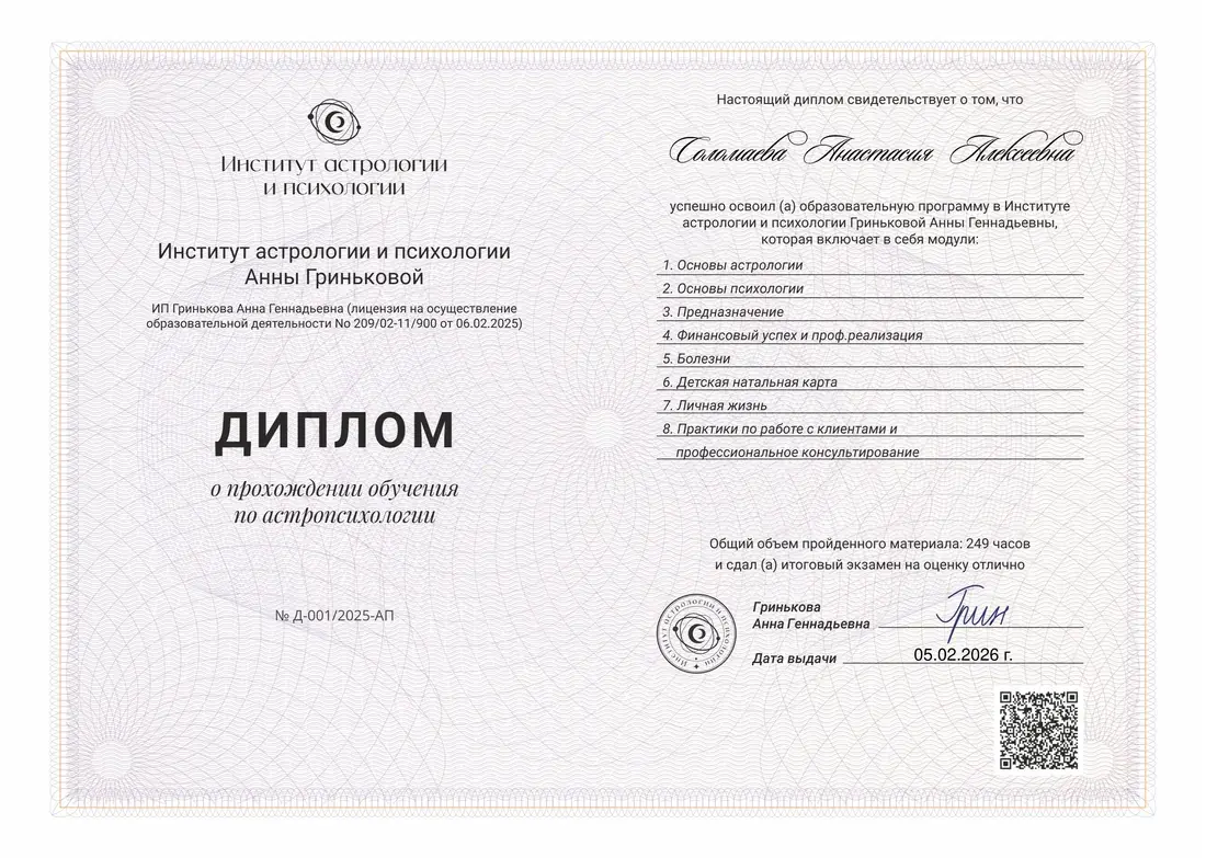 Диплом по астропсихологии
