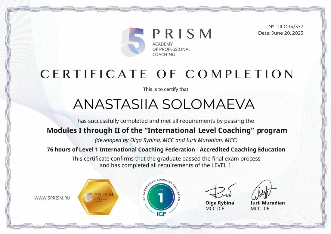 International Level Coaching, модули I–II