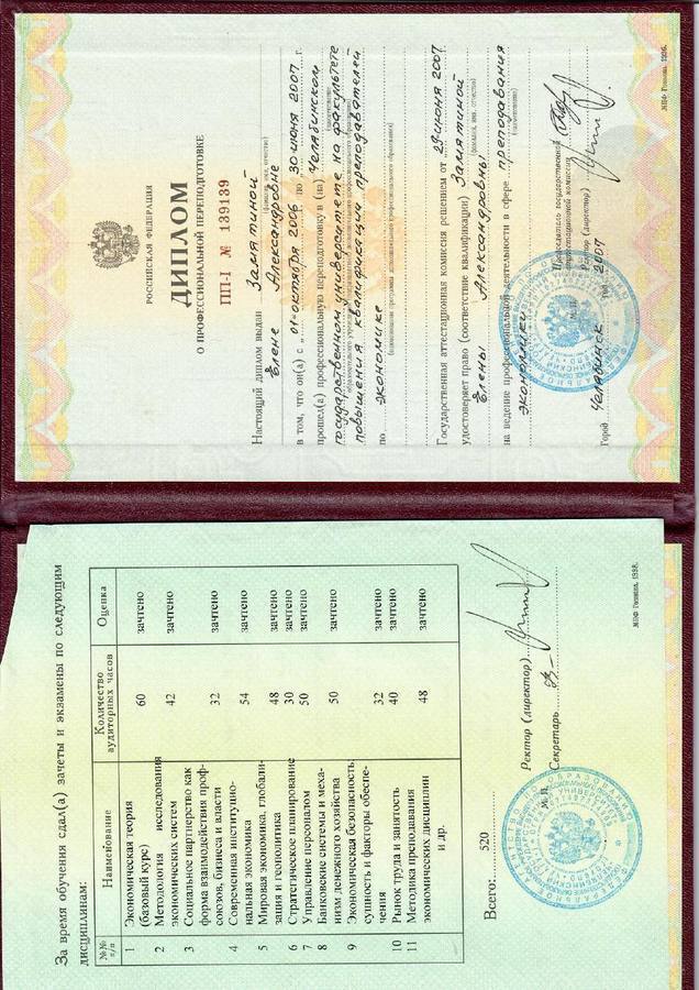 Профессиональная переподготовка: экономика