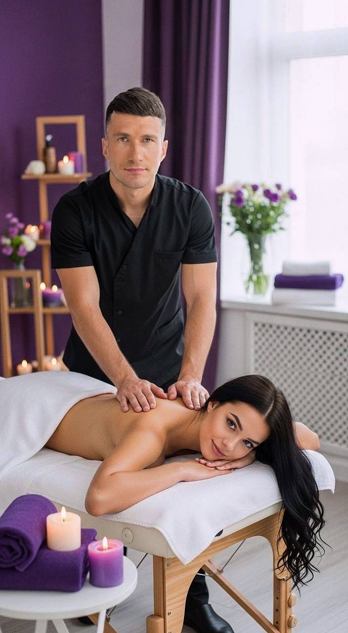 Мастер Александр проводит массаж