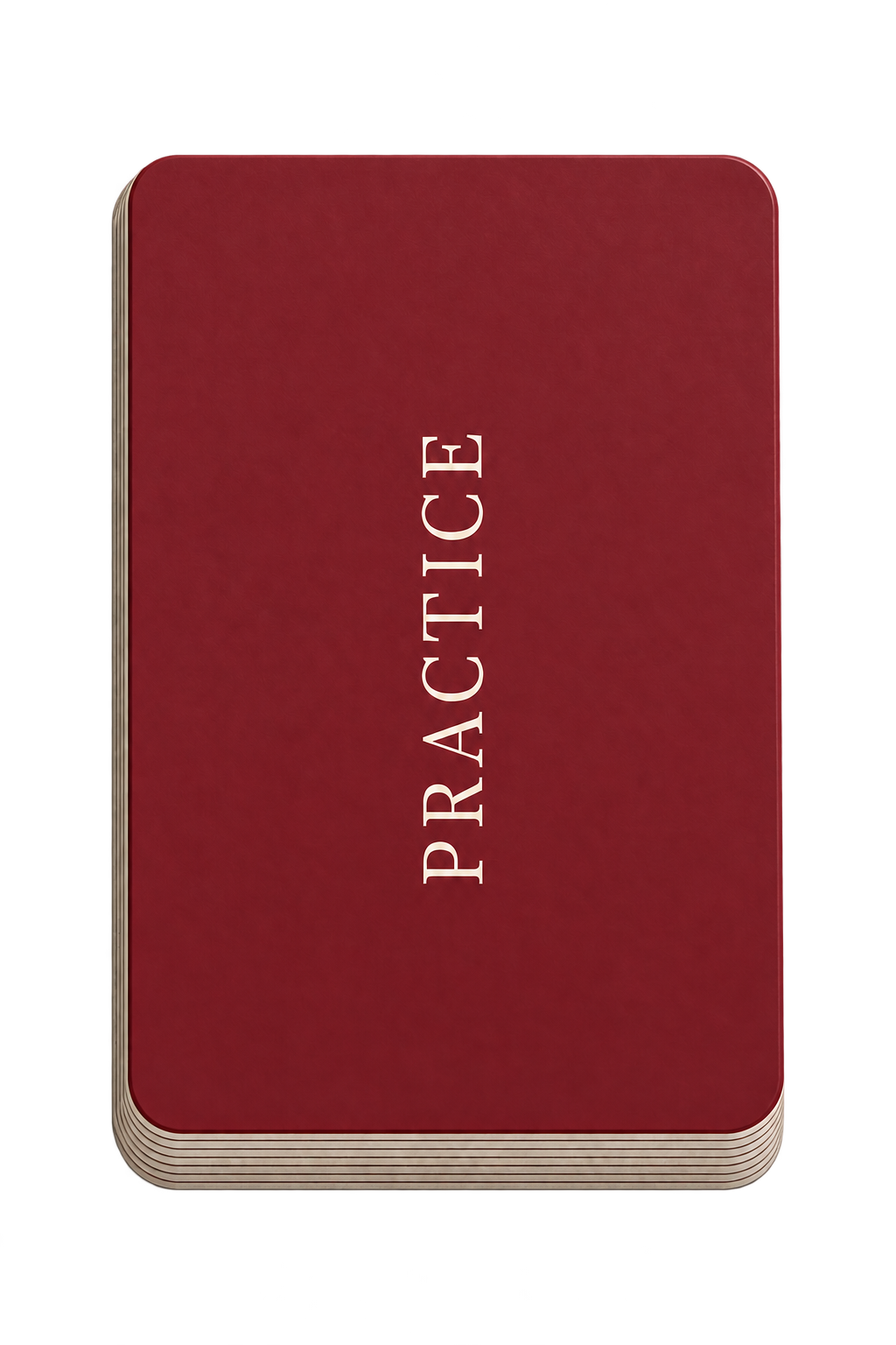 The Practice card deck in burgundy.
