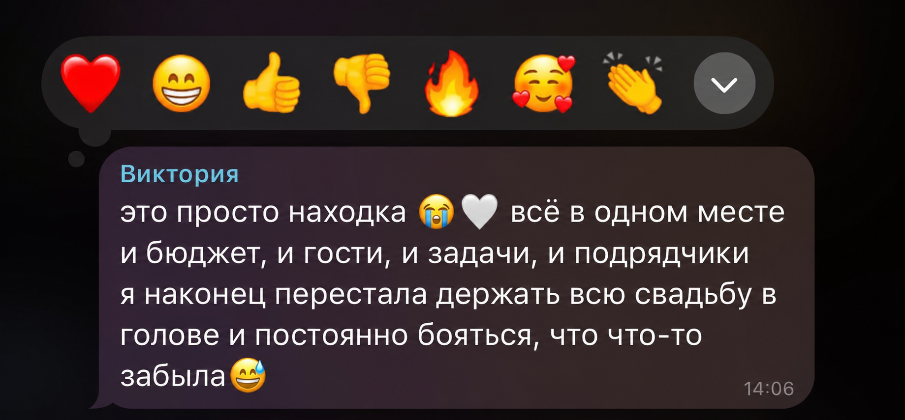 Оригинальный отзыв Виктории о WeddMapp
