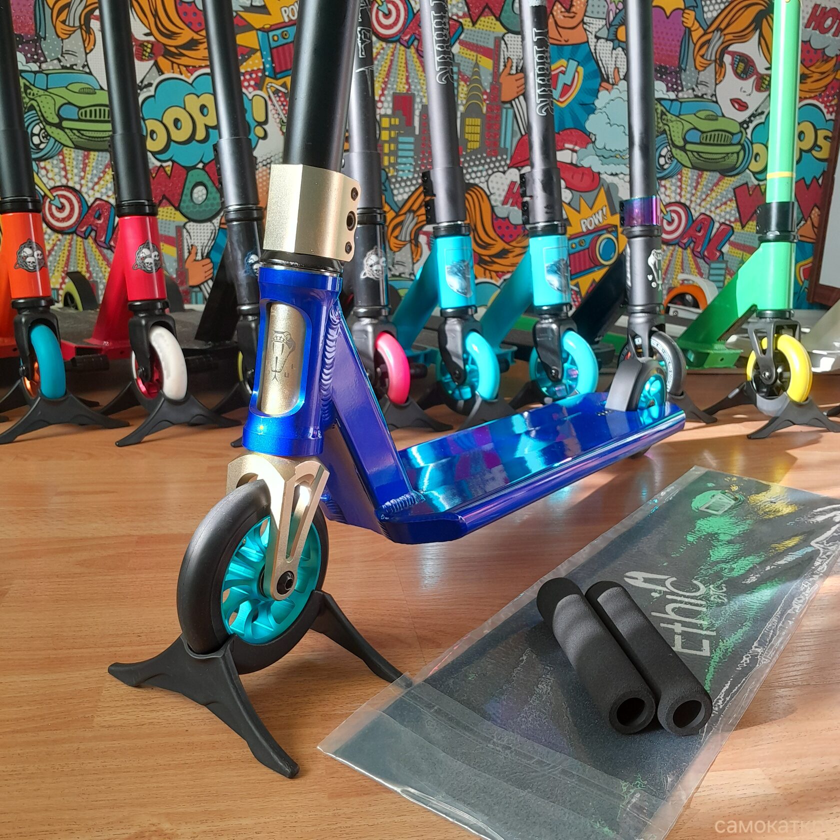 Трюковой самокат Tech team provokator кастом синий