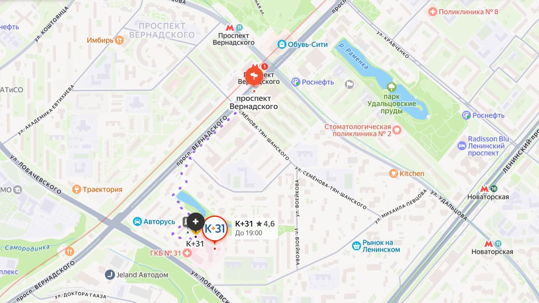 Карта: Медицинский центр «К+31»