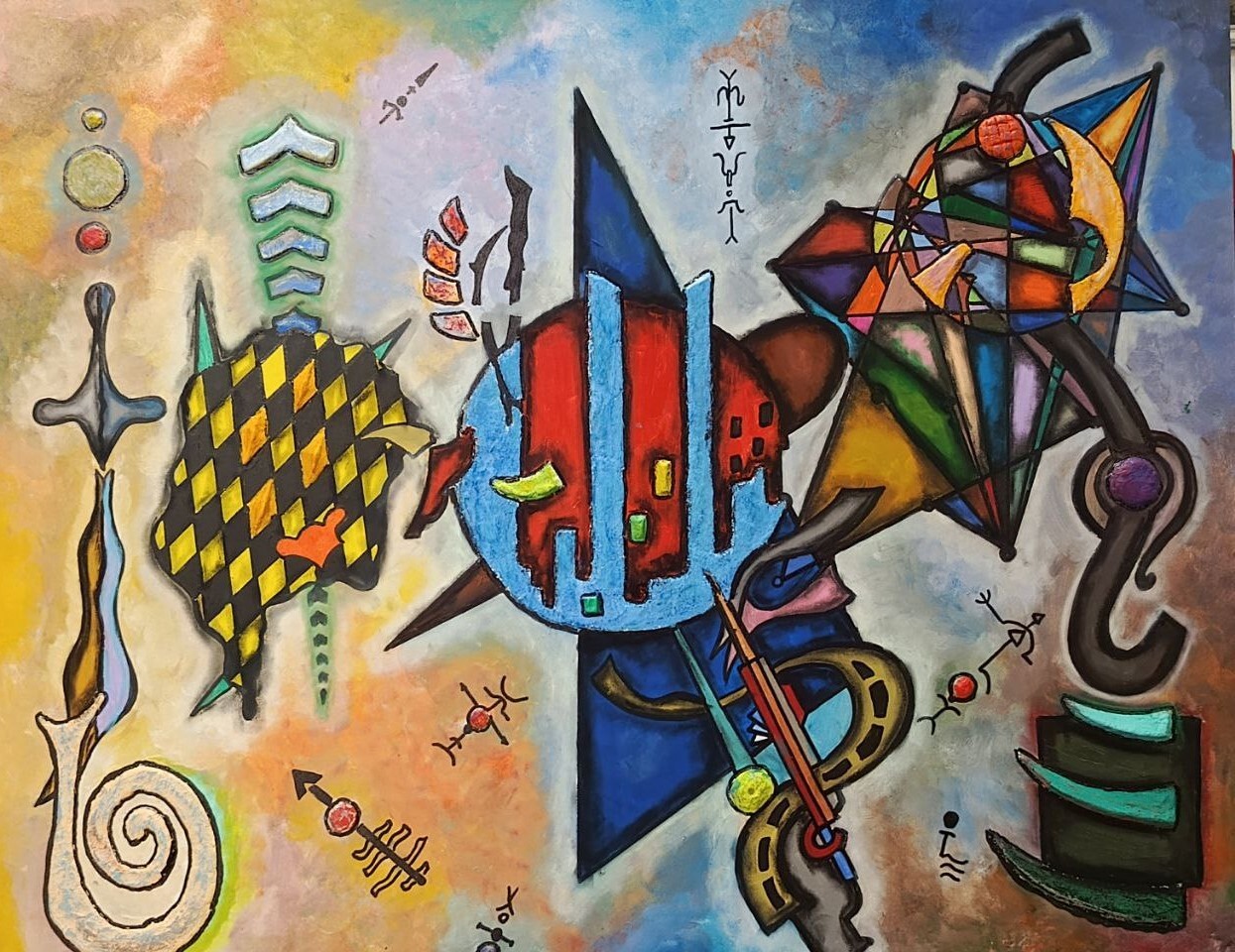 Abstract painting — dark brush strokes