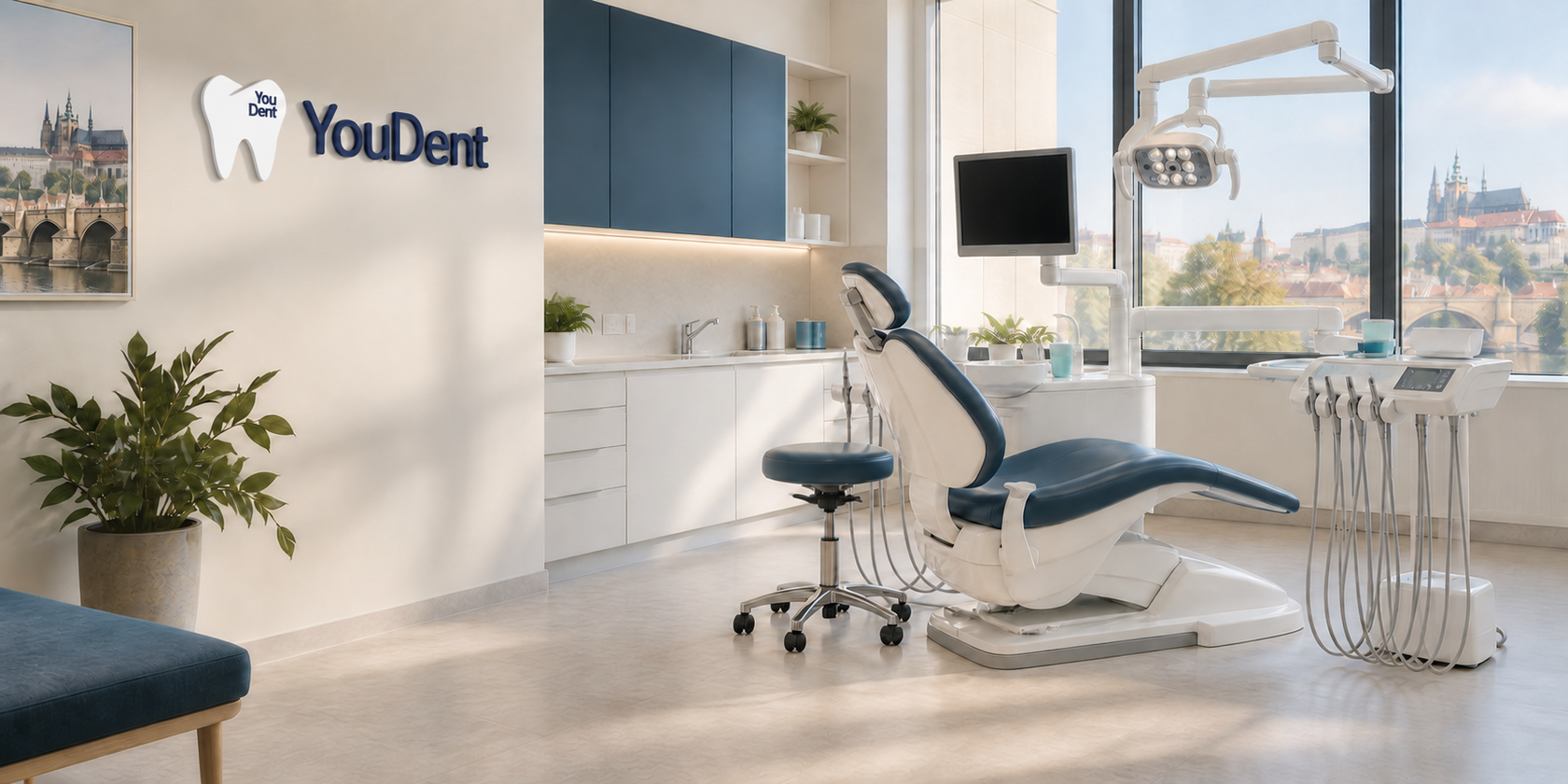 Светлый кабинет стоматологии YouDent в Праге
