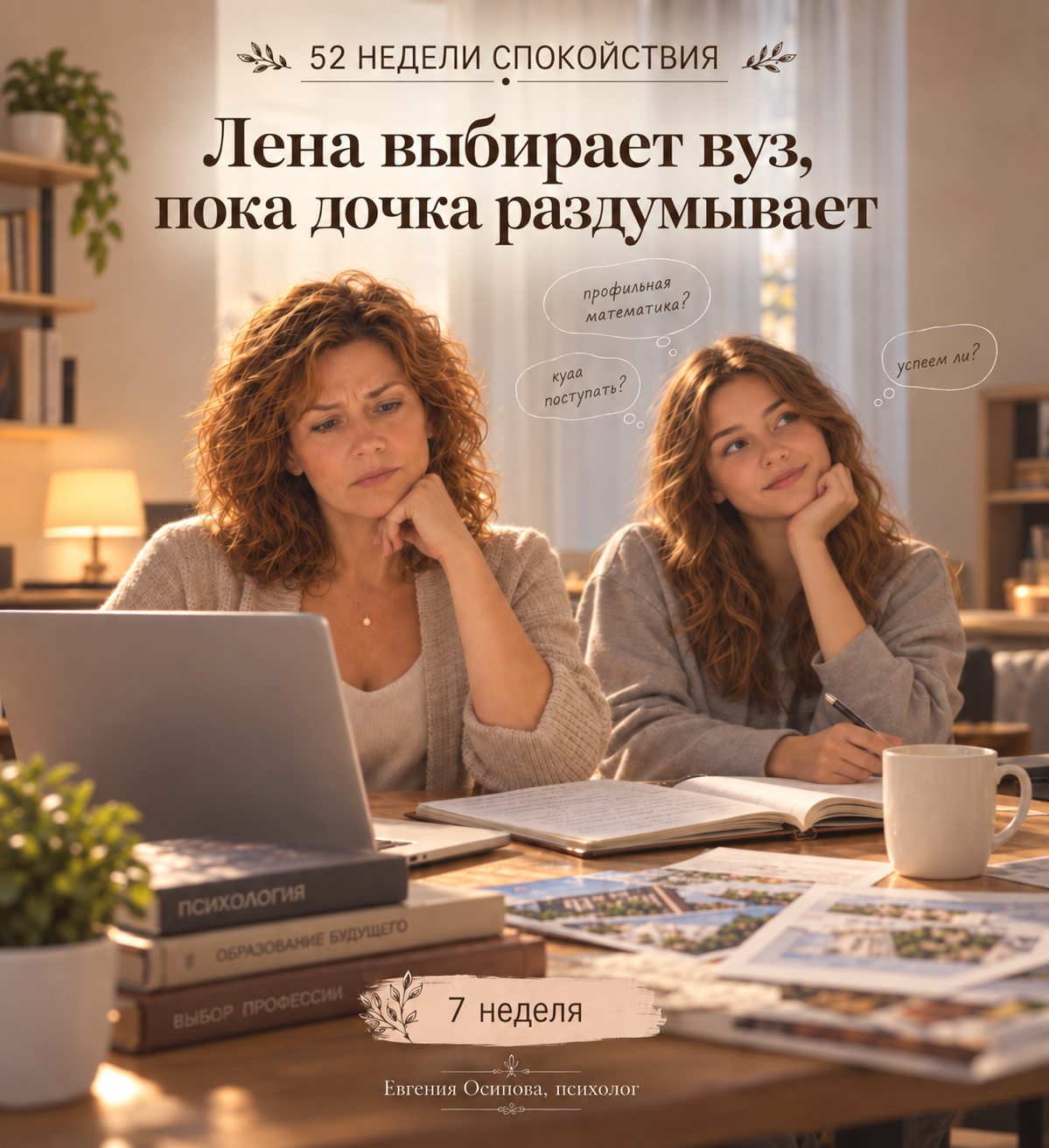 Лена с дочкой — иллюстрация к серии о выборе вуза