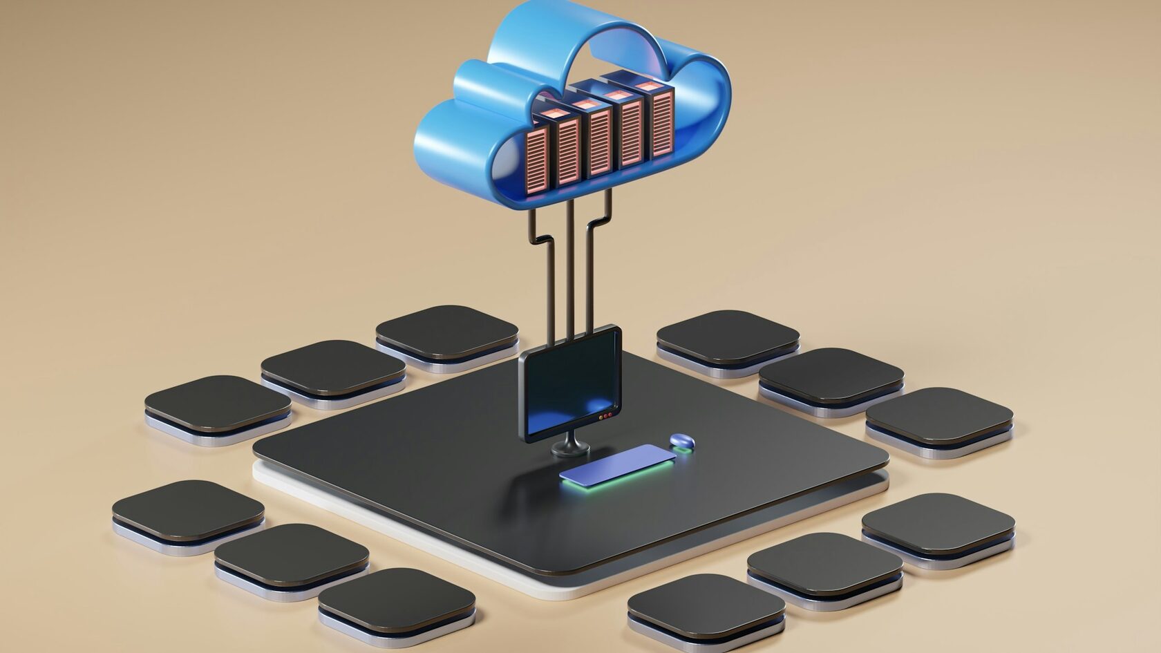 Server racks during a data recovery operation