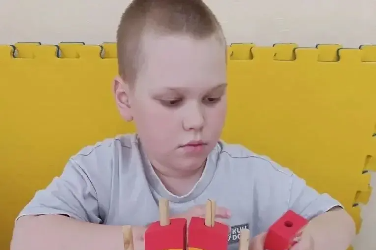 Артём собирает деревянную игрушку — льва