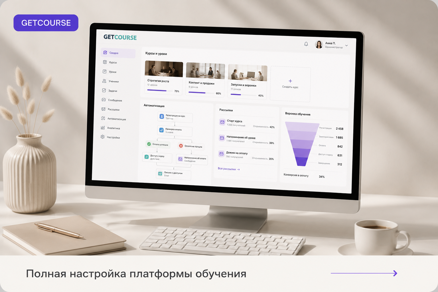 Полная настройка платформы GetCourse