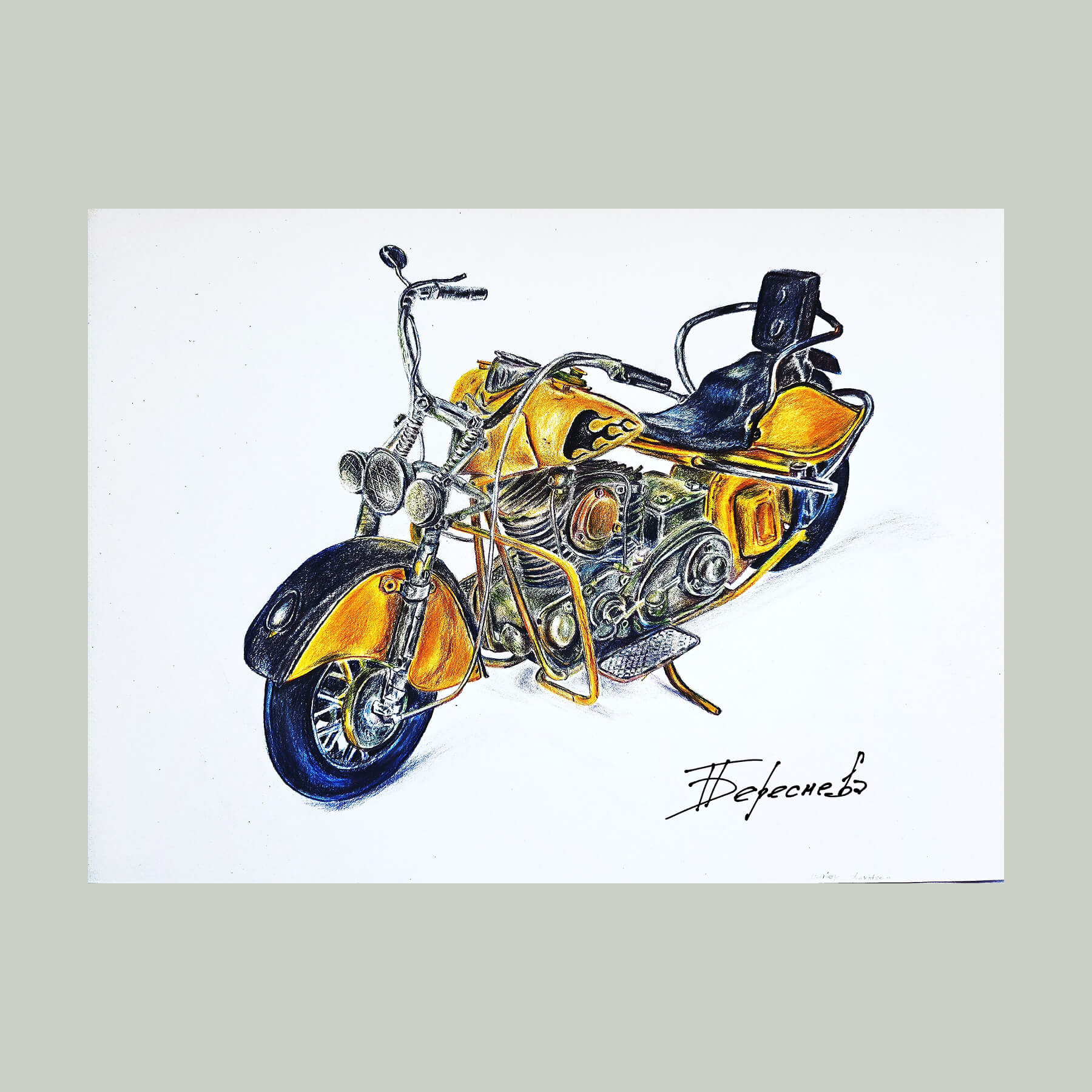 Наталия Береснева. Графика. Картины на заказ. HarleyDavidson и мотоцикл