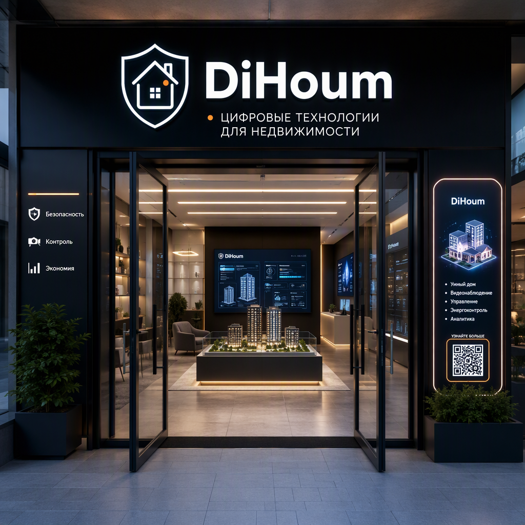 Команда инженеров DiHoum на фоне современного дома