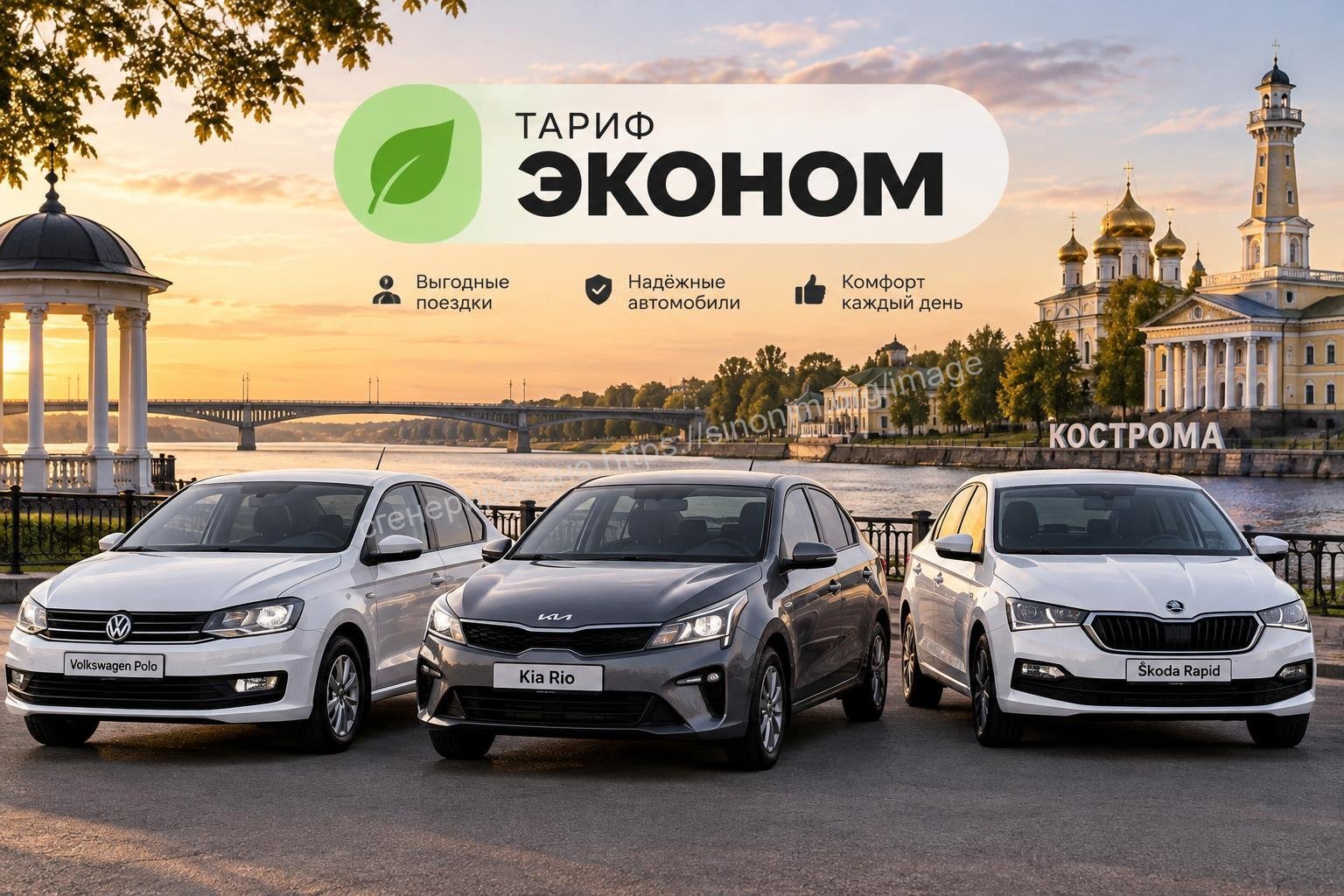 VIP минивэн и Mercedes S-класса на набережной Костромы — трансфер Кострома и Область