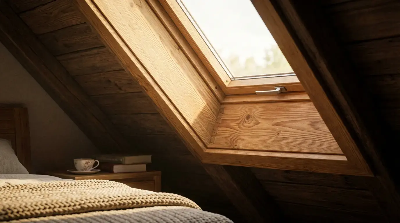 Деревянное мансардное окно