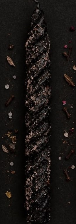 Black Protection candle with dark herbs