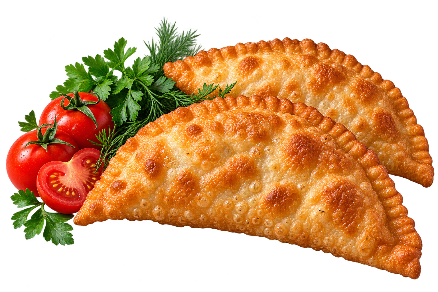 Чебуреки с томатами и зеленью